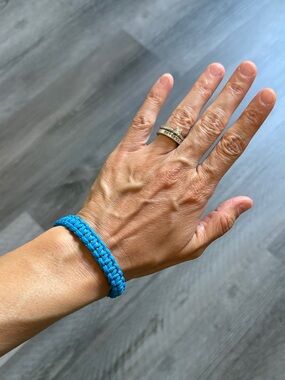 95 Paracord Bracelet Bright Blue Goldenrod Yellow Handmade USA Unisex